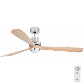 FARO 33505DC - Ανεμιστήρας οροφής LED LANTAU XL LED/15W/230V ξύλο/ματ χρώμιο διάμετρος 168 cm + τηλεχειριστήριο