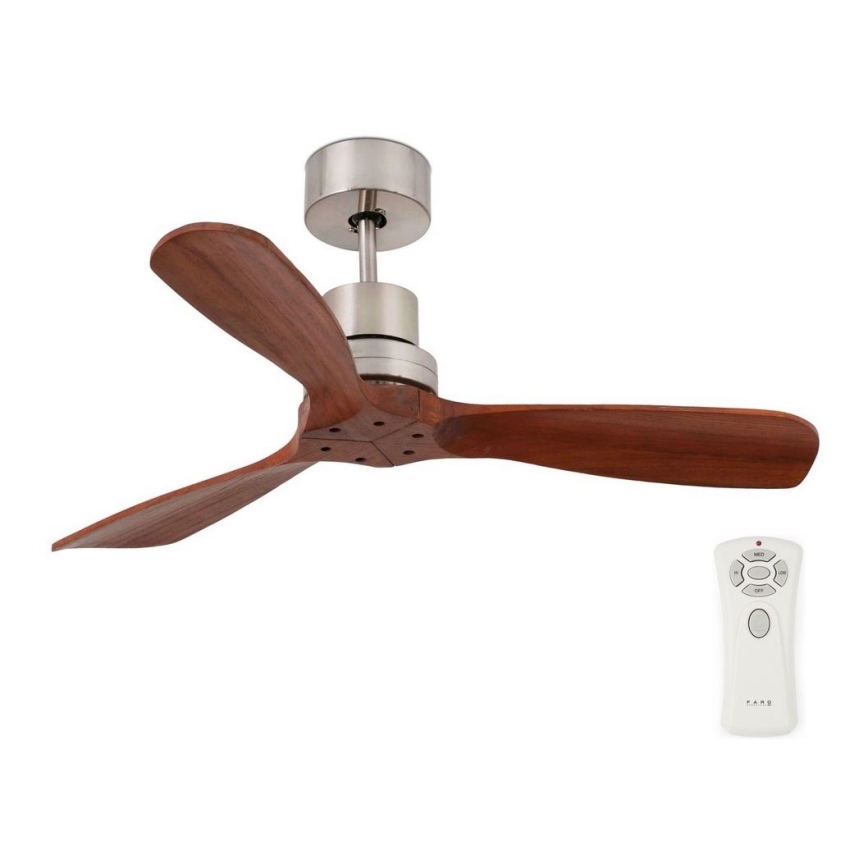 FARO 33508DC - Ανεμιστήρας οροφής MINI LANTAU ματ χρώμιο/καφέ διάμετρος 108 cm + τηλεχειριστήριο