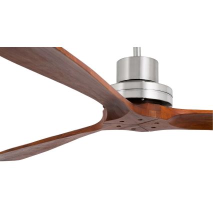 FARO 33508DC - Ανεμιστήρας οροφής MINI LANTAU ματ χρώμιο/καφέ διάμετρος 108 cm + τηλεχειριστήριο