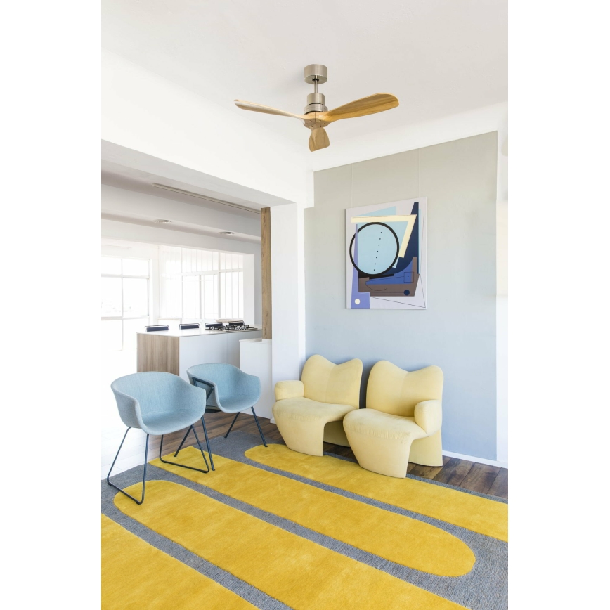 FARO 33509DC - Ανεμιστήρας οροφής MINI LANTAU ματ χρώμιο/ξύλο διάμετρος 107 cm + τηλεχειριστήριο