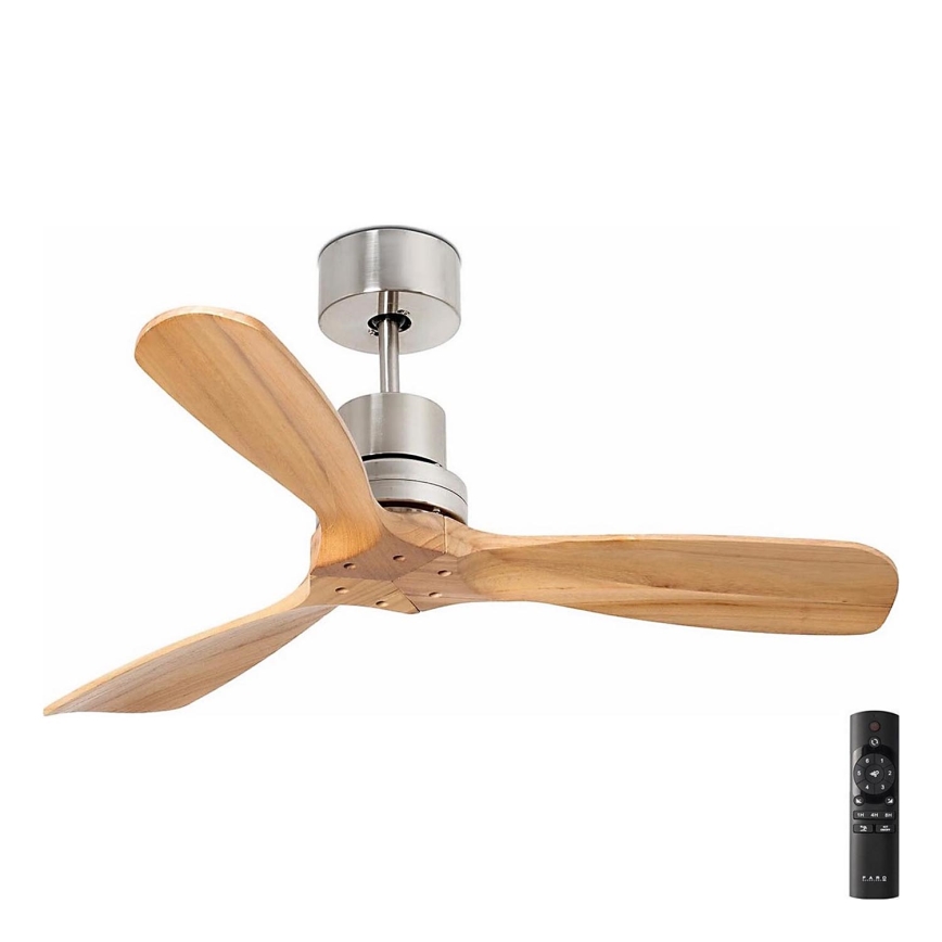 FARO 33509DC - Ανεμιστήρας οροφής MINI LANTAU ματ χρώμιο/ξύλο διάμετρος 107 cm + τηλεχειριστήριο