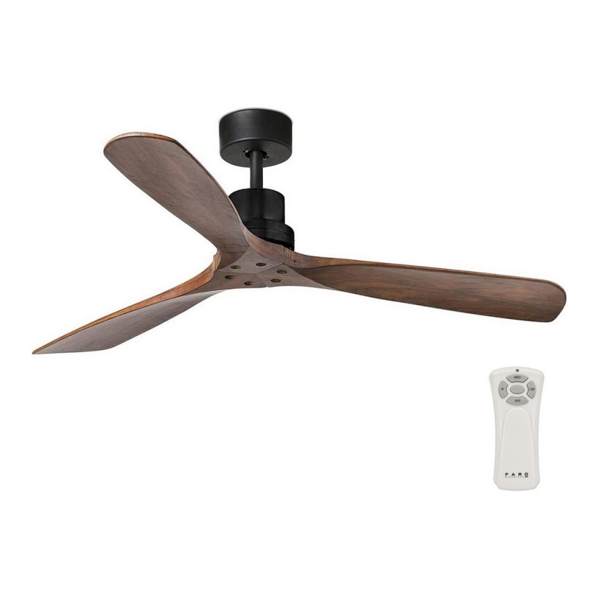FARO 33516DC- Ανεμιστήρας οροφής LANTAU μαύρο/καφέ δ. 132 cm + τηλεχειριστήριο