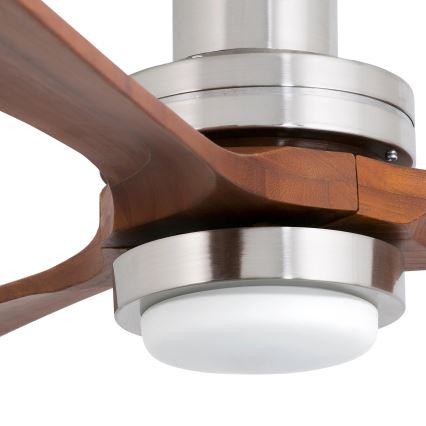FARO 33518DC - Ανεμιστήρας οροφής LED LANTAU LED/15W/230V ματ χρώμιο/ξύλο + τηλεχειριστήριο