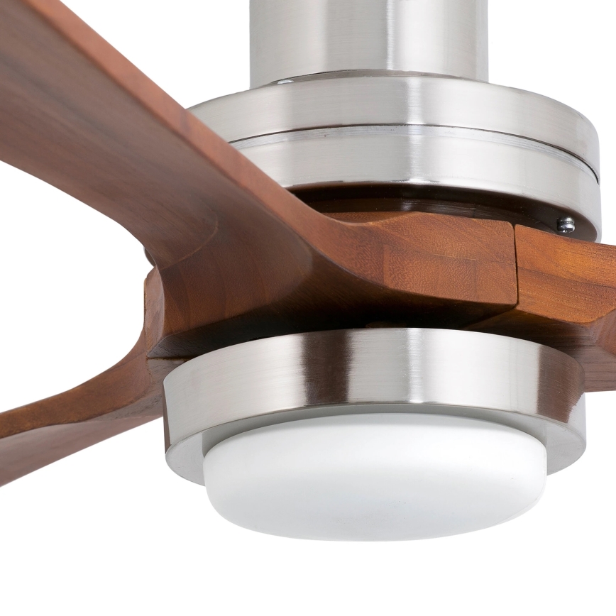 FARO 33518DC - Ανεμιστήρας οροφής LED LANTAU LED/15W/230V ματ χρώμιο/ξύλο + τηλεχειριστήριο
