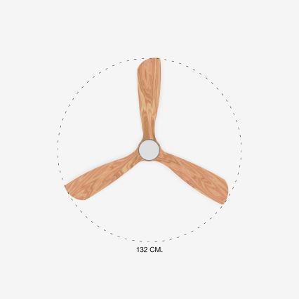 FARO 33560DC - Ανεμιστήρας οροφής LED LANTAU LED/15W/230V ξύλο/χρώμιο δ. 132 cm + τηλεχειριστήριο