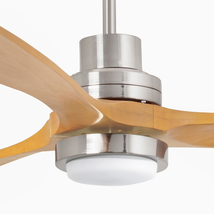 FARO 33560DC - Ανεμιστήρας οροφής LED LANTAU LED/15W/230V ξύλο/χρώμιο δ. 132 cm + τηλεχειριστήριο