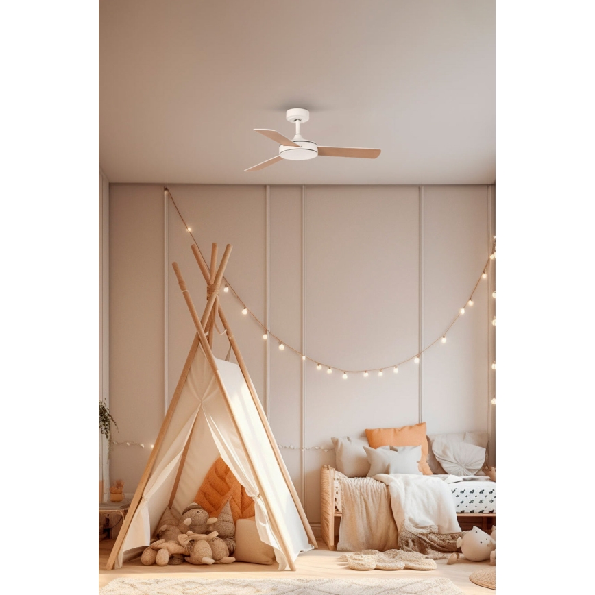 FARO 33603DC - Οροφής ανεμιστήρας MINI MALLORCA σε καφέ/λευκό, διάμετρος 106 εκ. + τηλεχειριστήριο