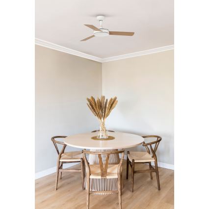 FARO 33603DCWT - Ανεμιστήρας οροφής MINI MALLORCA S καφέ/λευκό διάμετρος 106 cm Wi-Fi Tuya + τηλεχειριστήριο