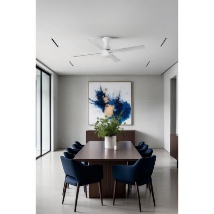 FARO 33756WT - Ανεμιστήρας οροφής LED FRASER XL LED/16W/230V λευκό διάμετρος 120 cm Wi-Fi Tuya + τηλεχειριστήριο