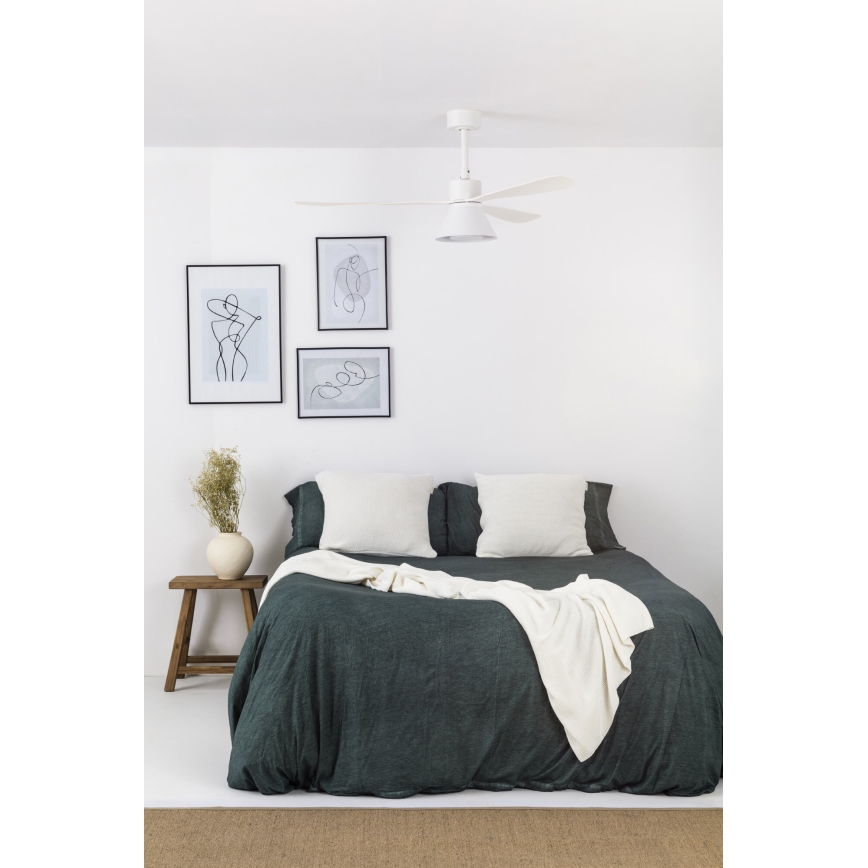 FARO 33760WT-22 - Ρυθμιζόμενος ανεμιστήρας οροφής LED AMELIA L CONE LED/20W/230V 2700/3500/5000K λευκό διάμ. 132 cm Wi-Fi Tuya + τηλεχειριστήριο