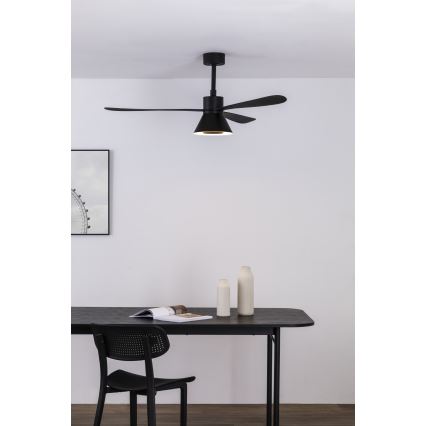 FARO 33761WT-23 - Ανεμιστήρας οροφής LED Dimmable AMELIA L CONE LED/20W/230V 2700/3500/5000K μαύρο διάμετρος 132 cm Wi-Fi Tuya + τηλεχειριστήριο