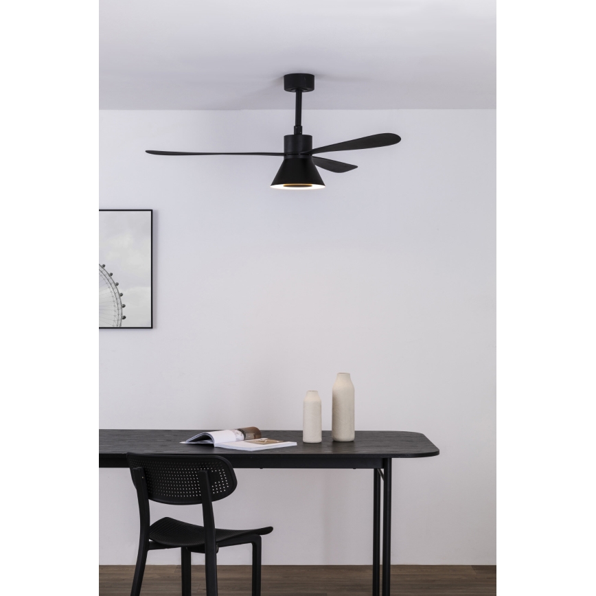 FARO 33761WT-23 - Ανεμιστήρας οροφής LED Dimmable AMELIA L CONE LED/20W/230V 2700/3500/5000K μαύρο διάμετρος 132 cm Wi-Fi Tuya + τηλεχειριστήριο