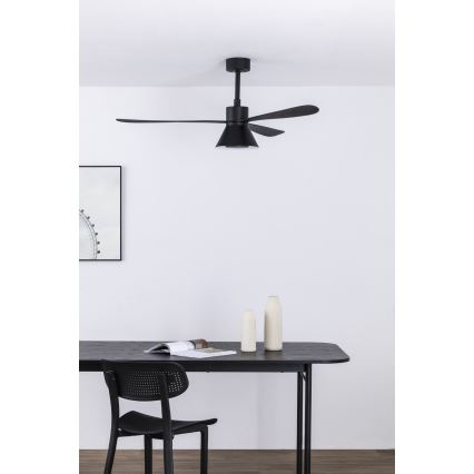 FARO 33761WT-23 - Ανεμιστήρας οροφής LED Dimmable AMELIA L CONE LED/20W/230V 2700/3500/5000K μαύρο διάμετρος 132 cm Wi-Fi Tuya + τηλεχειριστήριο