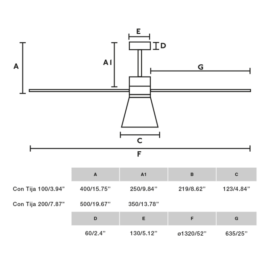 FARO 33761WT-23 - Ανεμιστήρας οροφής LED Dimmable AMELIA L CONE LED/20W/230V 2700/3500/5000K μαύρο διάμετρος 132 cm Wi-Fi Tuya + τηλεχειριστήριο
