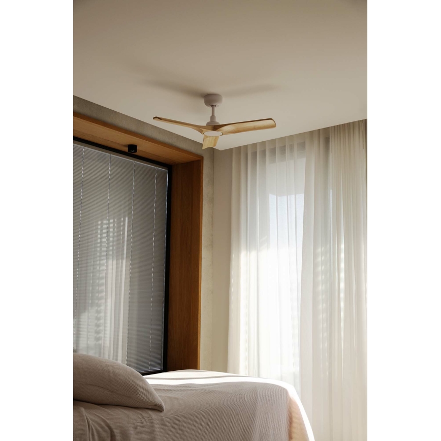 FARO 33805WT - Ανεμιστήρας οροφής HEYWOOD S ξύλο/λευκό διάμετρος 90 cm Wi-Fi Tuya + τηλεχειριστήριο