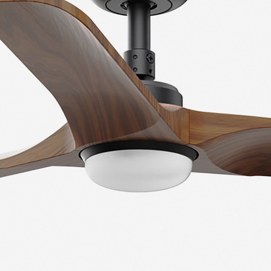 FARO 33806-1TW - Ρυθμιζόμενος ανεμιστήρας οροφής HEYWOOD S με LED/10W/230V 2700/3000/4000K ξύλο/μαύρο Ø 90 cm + τηλεχειριστήριο