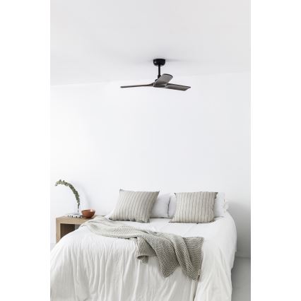 FARO 33806WT - Ανεμιστήρας οροφής HEYWOOD S ξύλο/μαύρο διάμετρος 90 cm Wi-Fi Tuya + τηλεχειριστήριο