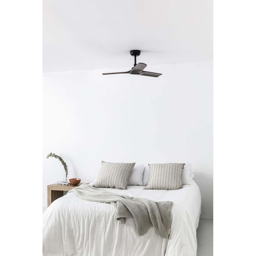 FARO 33806WT - Ανεμιστήρας οροφής HEYWOOD S ξύλο/μαύρο διάμετρος 90 cm Wi-Fi Tuya + τηλεχειριστήριο