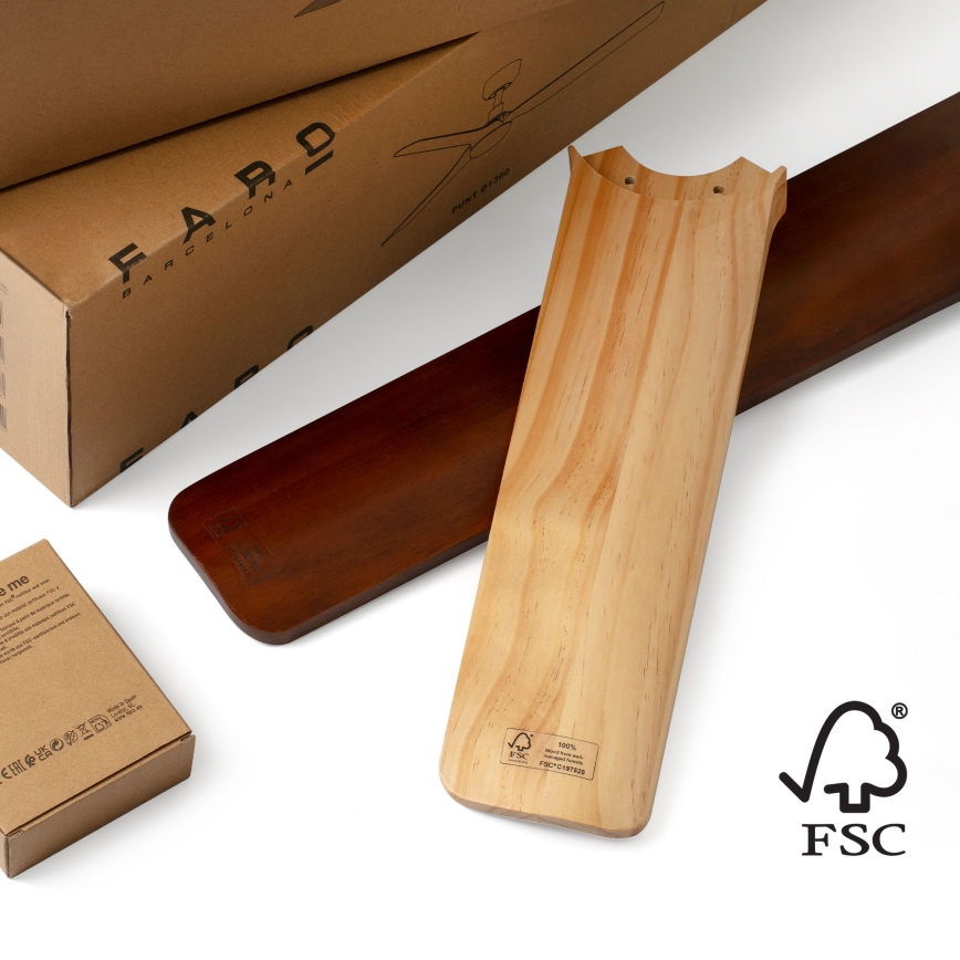 FARO 33806WT - Οροφής ανεμιστήρας HEYWOOD με ξύλο/μαύρο, διάμετρος 90 εκ., Wi-Fi Tuya + τηλεχειριστήριο