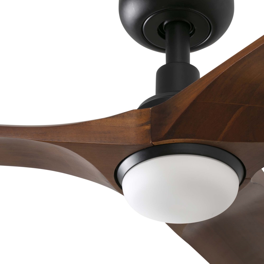 FARO 33806WT1S - Ανεμιστήρας οροφής LED ρυθμιζόμενης φωτεινότητας HEYWOOD S LED/10W/230V 2700/3000/4000K Ø 90 cm ξύλο/μαύρο Wi‑Fi Tuya + τηλεχειριστήριο