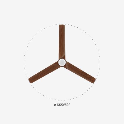 FARO 33809-1TW - Ανεμιστήρας οροφής HEYWOOD με ρυθμιζόμενο LED φωτισμό, LED/10W/230V, 2700/3000/4000K, Ø 132 cm + τηλεχειριστήριο