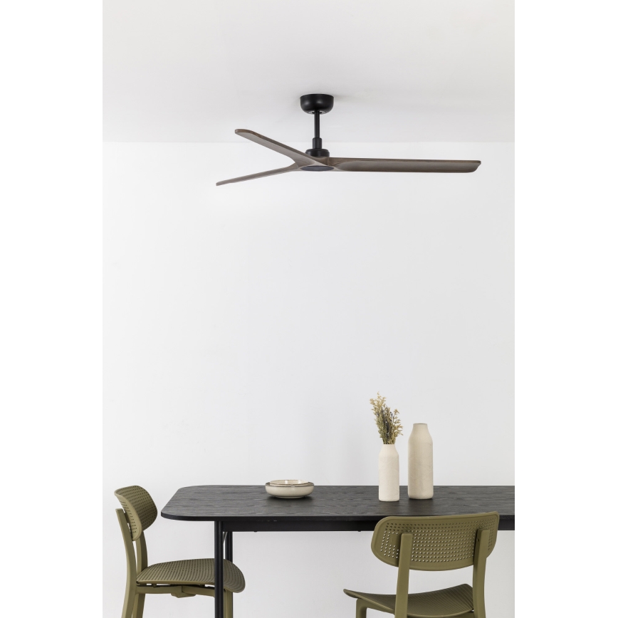FARO 33809WT - Ανεμιστήρας οροφής HEYWOOD L ξύλο/μαύρο διάμετρος 132 cm Wi-Fi Tuya + τηλεχειριστήριο