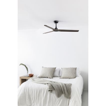 FARO 33809WT - Ανεμιστήρας οροφής HEYWOOD L ξύλο/μαύρο διάμετρος 132 cm Wi-Fi Tuya + τηλεχειριστήριο