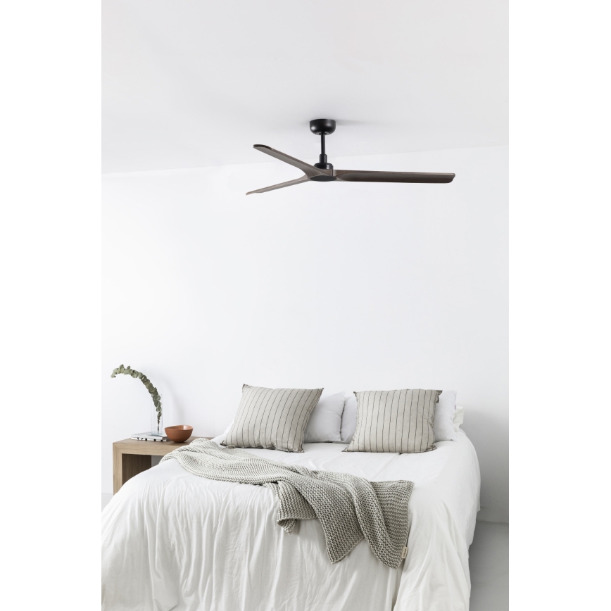 FARO 33809WT - Ανεμιστήρας οροφής HEYWOOD L ξύλο/μαύρο διάμετρος 132 cm Wi-Fi Tuya + τηλεχειριστήριο