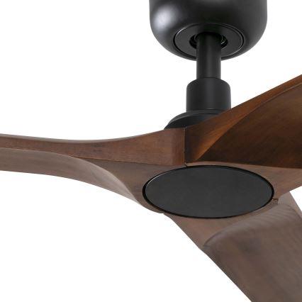 FARO 33809WT - Ανεμιστήρας οροφής HEYWOOD L ξύλο/μαύρο διάμετρος 132 cm Wi-Fi Tuya + τηλεχειριστήριο