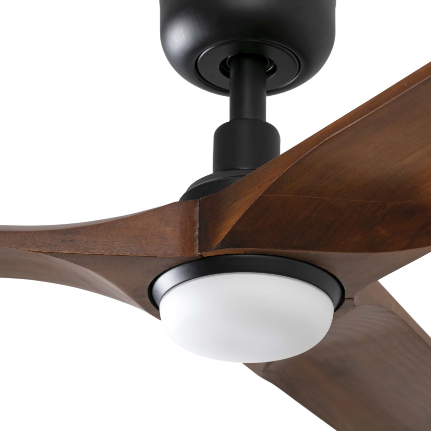 FARO 33809WT1S - LED ανεμιστήρας οροφής HEYWOOD L με ρυθμιζόμενο φωτισμό LED/10W/230V 2700/3000/4000K Ø 132 cm ξύλο/μαύρο Wi‑Fi Tuya + τηλεχειριστήριο