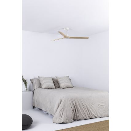 FARO 33810WT - Ανεμιστήρας οροφής HEYWOOD L ξύλο/λευκό διάμετρος 132 cm Wi-Fi Tuya + τηλεχειριστήριο