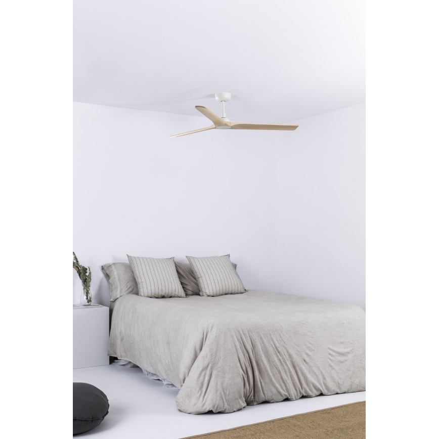 FARO 33810WT - Ανεμιστήρας οροφής HEYWOOD L ξύλο/λευκό διάμετρος 132 cm Wi-Fi Tuya + τηλεχειριστήριο