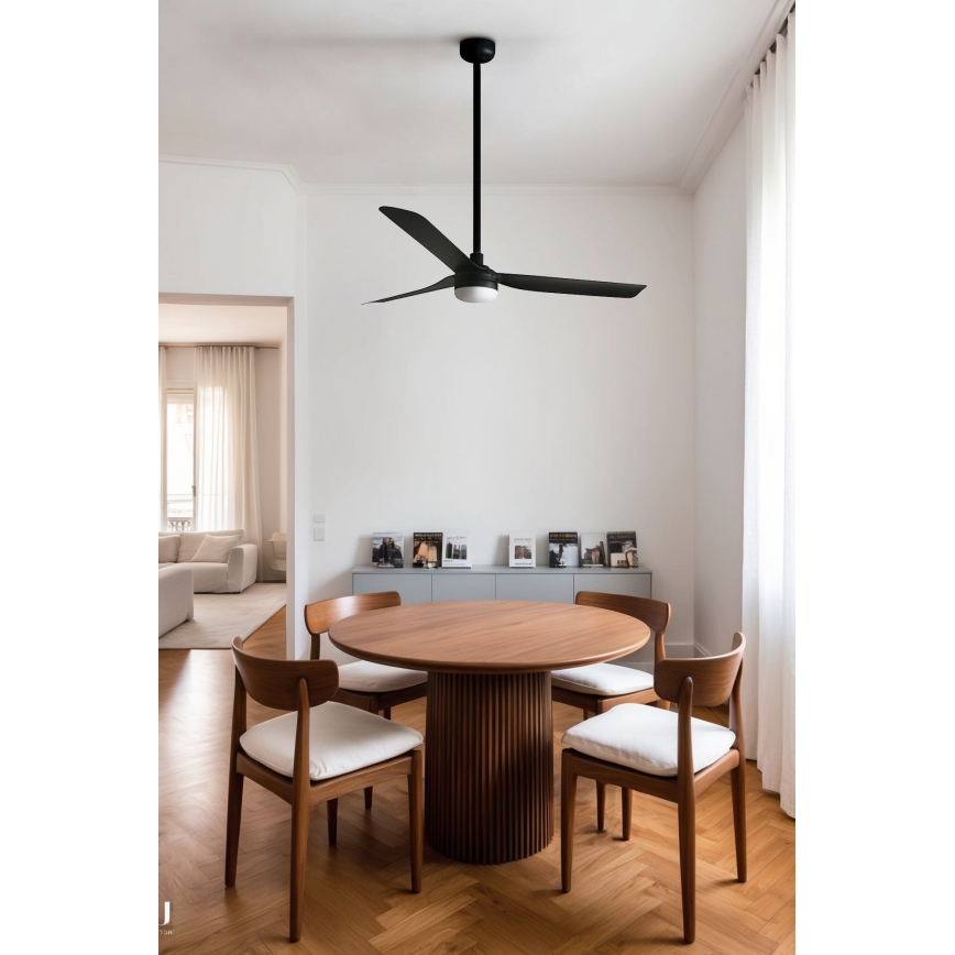 FARO 33815WT-21 - Ανεμιστήρας οροφής PUNT M LED/18W/230V 2700/3000/4000K με ρυθμιζόμενο LED φωτισμό, μαύρος Ø 132 cm Wi‑Fi Tuya + τηλεχειριστήριο