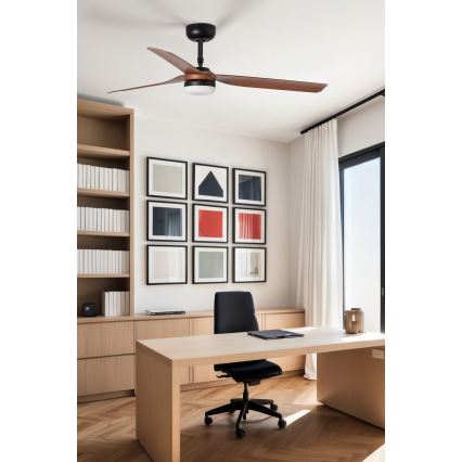 FARO 33817WT-21 - Ανεμιστήρας οροφής LED Dimmable PUNT M LED/18W/230V καφέ/μαύρο διάμετρος 132 cm Wi-Fi Tuya + τηλεχειριστήριο