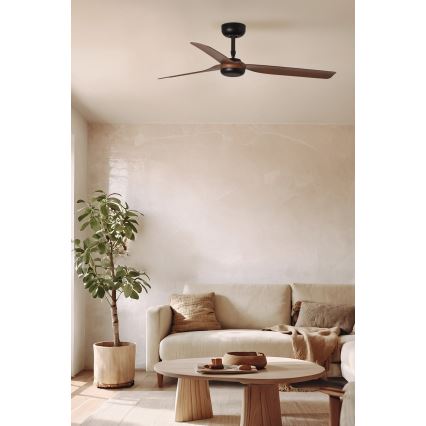 FARO 33817WT - Ανεμιστήρας οροφής PUNT M καφέ/μαύρο διάμετρος 132 cm Wi-Fi Tuya + τηλεχειριστήριο