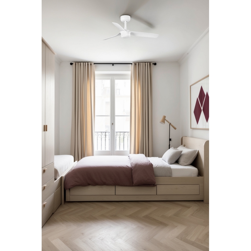 FARO 33820-1TW - Ανεμιστήρας οροφής MINI PUNT με ρυθμιζόμενο φωτισμό LED/10W 2700/3000/4000K, λευκός, Ø 90 cm + τηλεχειριστήριο