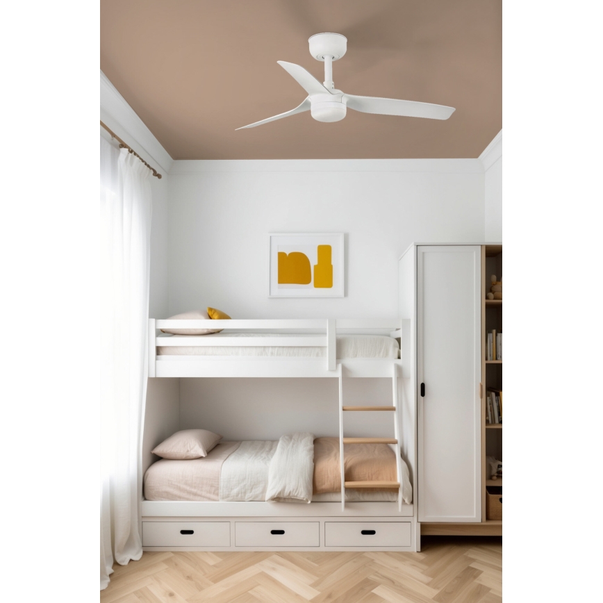 FARO 33820WT-1TW - Ανεμιστήρας οροφής LED με ρυθμιζόμενο φωτισμό MINI PUNT S LED/10W/230V 2700/3000/4000K λευκό Ø 90 cm Wi-Fi Tuya + τηλεχειριστήριο