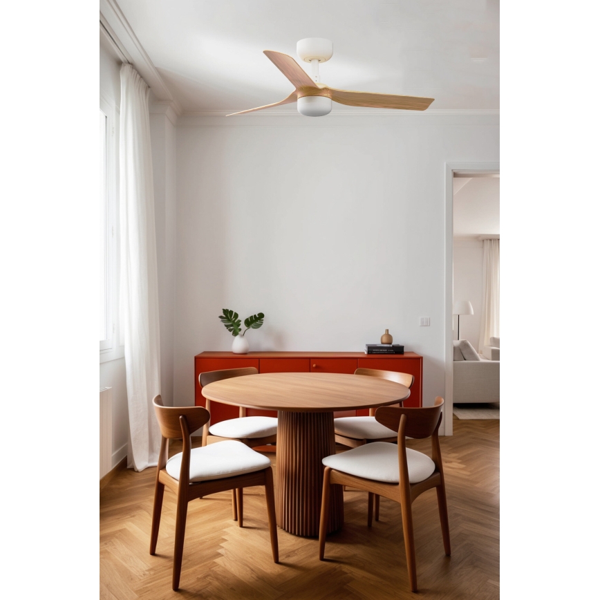 FARO 33821WT-1TW - Ανεμιστήρας οροφής LED Dimmable MINI PUNT S LED/10W/230V 2700/4000/6000K καφέ/λευκό διάμετρος 90 cm Wi-Fi Tuya + τηλεχειριστήριο