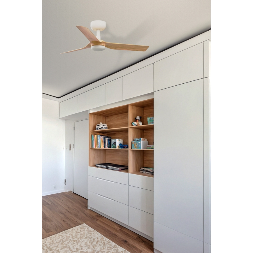 FARO 33821WT - Ανεμιστήρας οροφής MINI PUNT S καφέ/λευκό διάμετρος 90 cm Wi-Fi Tuya + τηλεχειριστήριο