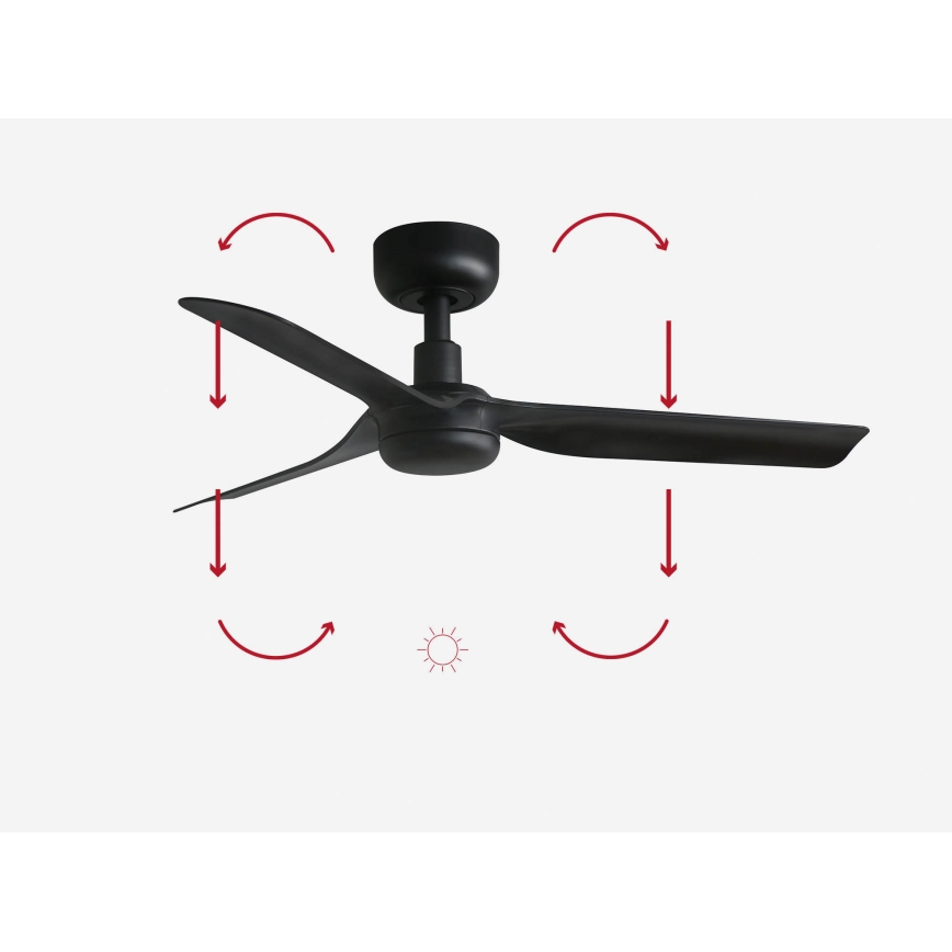 FARO 33822 - Ανεμιστήρας οροφής MINI PUNT S μαύρο διάμετρος 90 cm + τηλεχειριστήριο