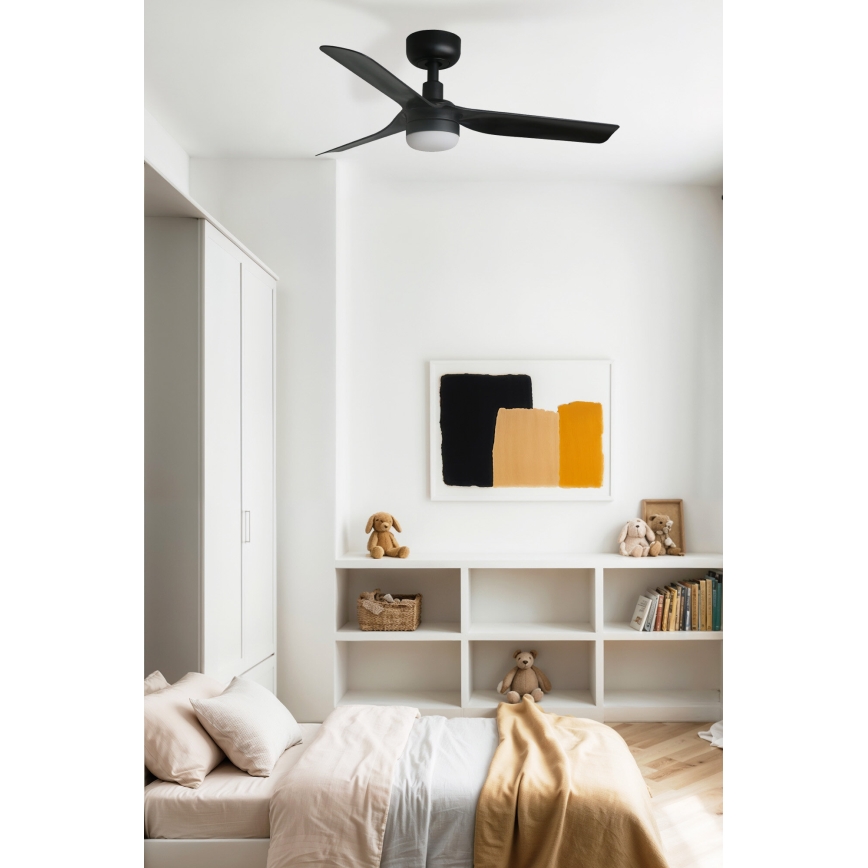 FARO 33822WT-1TW - Ανεμιστήρας οροφής LED Dimmable MINI PUNT S LED/10W/230V 2700/4000/6000K μαύρο διάμετρος 90 cm Wi-Fi Tuya + τηλεχειριστήριο