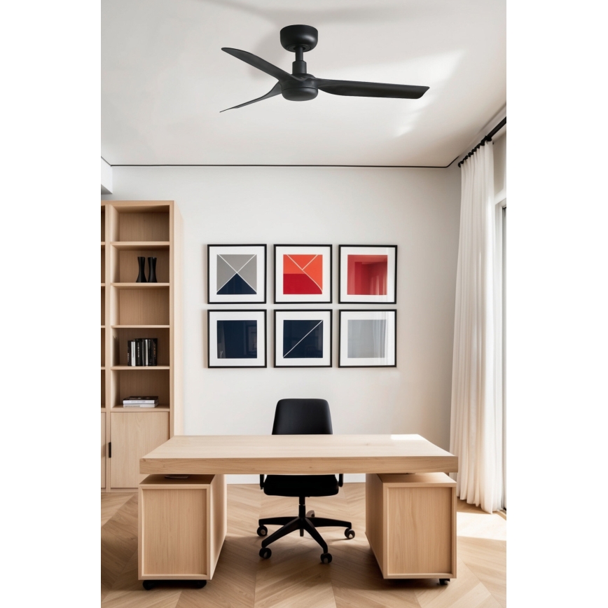 FARO 33822WT - Ανεμιστήρας οροφής MINI PUNT S μαύρο διάμετρος 90 cm Wi-Fi Tuya + τηλεχειριστήριο