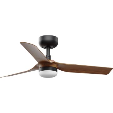 FARO 33823WT-1TW - Ανεμιστήρας οροφής LED Dimmable MINI PUNT S LED/10W/230V 2700/4000/6000K καφέ/μαύρο διάμετρος 90 cm Wi-Fi Tuya + τηλεχειριστήριο