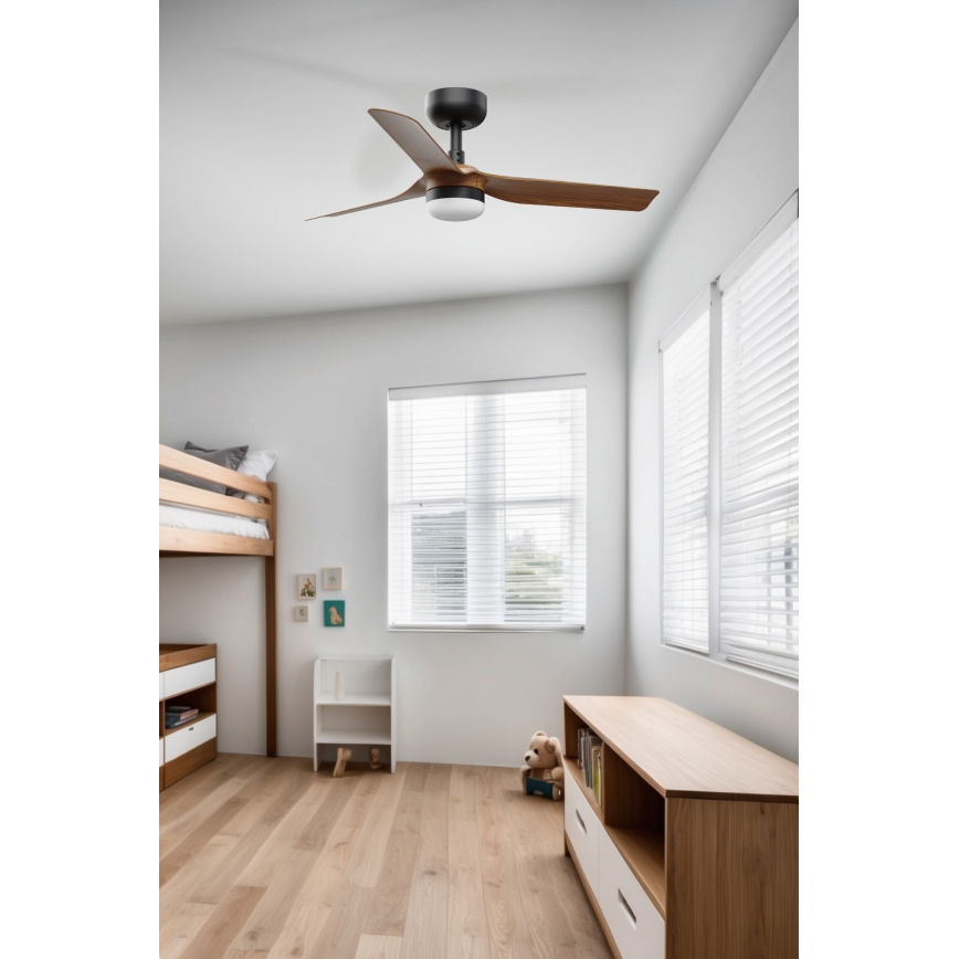 FARO 33823WT-1TW - Ανεμιστήρας οροφής LED Dimmable MINI PUNT S LED/10W/230V 2700/4000/6000K καφέ/μαύρο διάμετρος 90 cm Wi-Fi Tuya + τηλεχειριστήριο