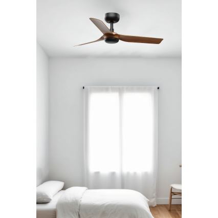 FARO 33823WT - Ανεμιστήρας οροφής MINI PUNT S καφέ/μαύρο διάμετρος 90 cm Wi-Fi Tuya + τηλεχειριστήριο