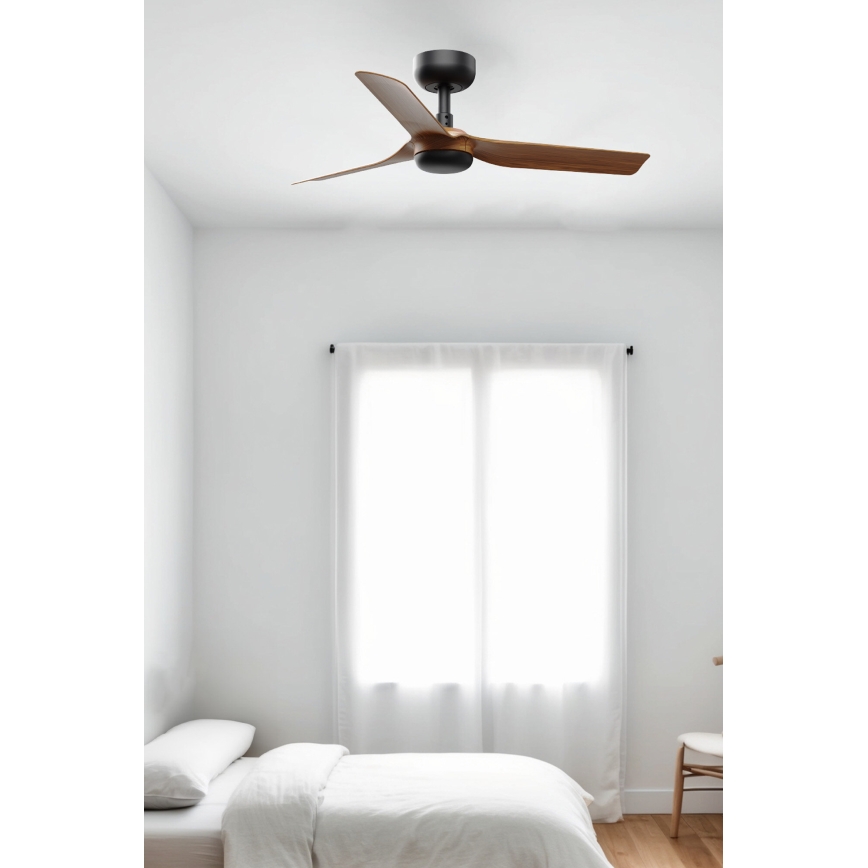 FARO 33823WT - Ανεμιστήρας οροφής MINI PUNT S καφέ/μαύρο διάμετρος 90 cm Wi-Fi Tuya + τηλεχειριστήριο