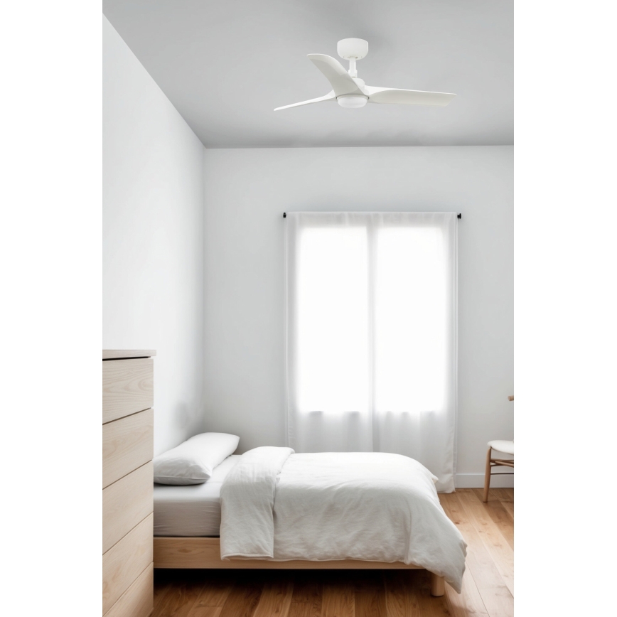 FARO 33824WT-1TW - Ανεμιστήρας οροφής LED Dimmable HEY S LED/10W/230V 2700/4000/6000K λευκό διάμετρος 90 cm Wi-Fi Tuya + τηλεχειριστήριο