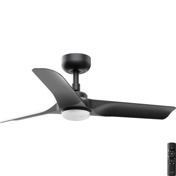 FARO 33825-1TW - Ανεμιστήρας οροφής HEY S με ρυθμιζόμενο φωτισμό LED/10W/230V 2700/3000/4000K, μαύρος, διάμ. 90 cm + τηλεχειριστήριο