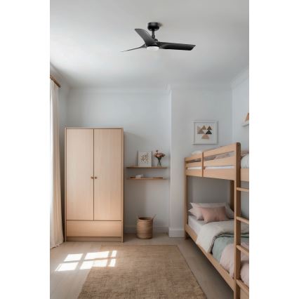 FARO 33825WT-1TW - Ανεμιστήρας οροφής LED Dimmable HEY S LED/10W/230V 2700/4000/6000K μαύρο διάμετρος 90 cm Wi-Fi Tuya + τηλεχειριστήριο