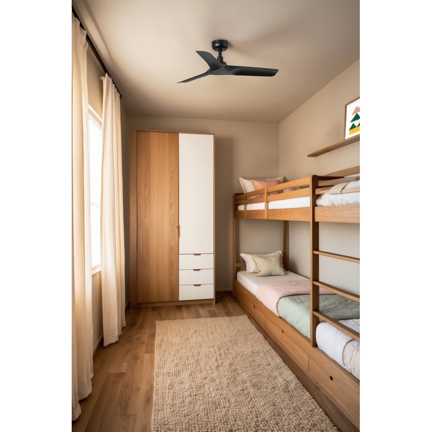 FARO 33825WT - Ανεμιστήρας οροφής HEY S μαύρο διάμετρος 90 cm Wi-Fi Tuya + τηλεχειριστήριο